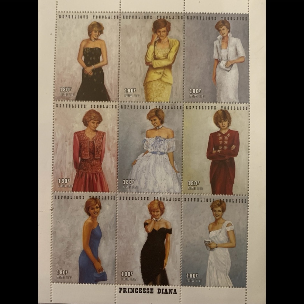 VINTAGE NINE PRINCESS DIANNA COMMEMORATIVE STAMPS